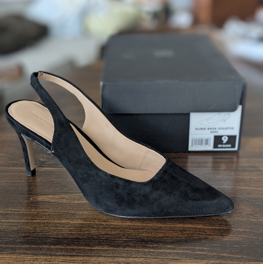 Banana Republic Black Suede Slingback Heels